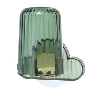 1 Set Bathrooms Wall Mounted Toothbrush Holder with Cup Green 4.33"x2.56"